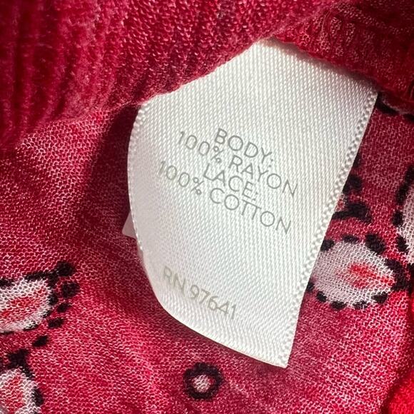 NWT J. Jill Ruffled Sleeve floral Top boho float sz 1x red black - Picture 8 of 9